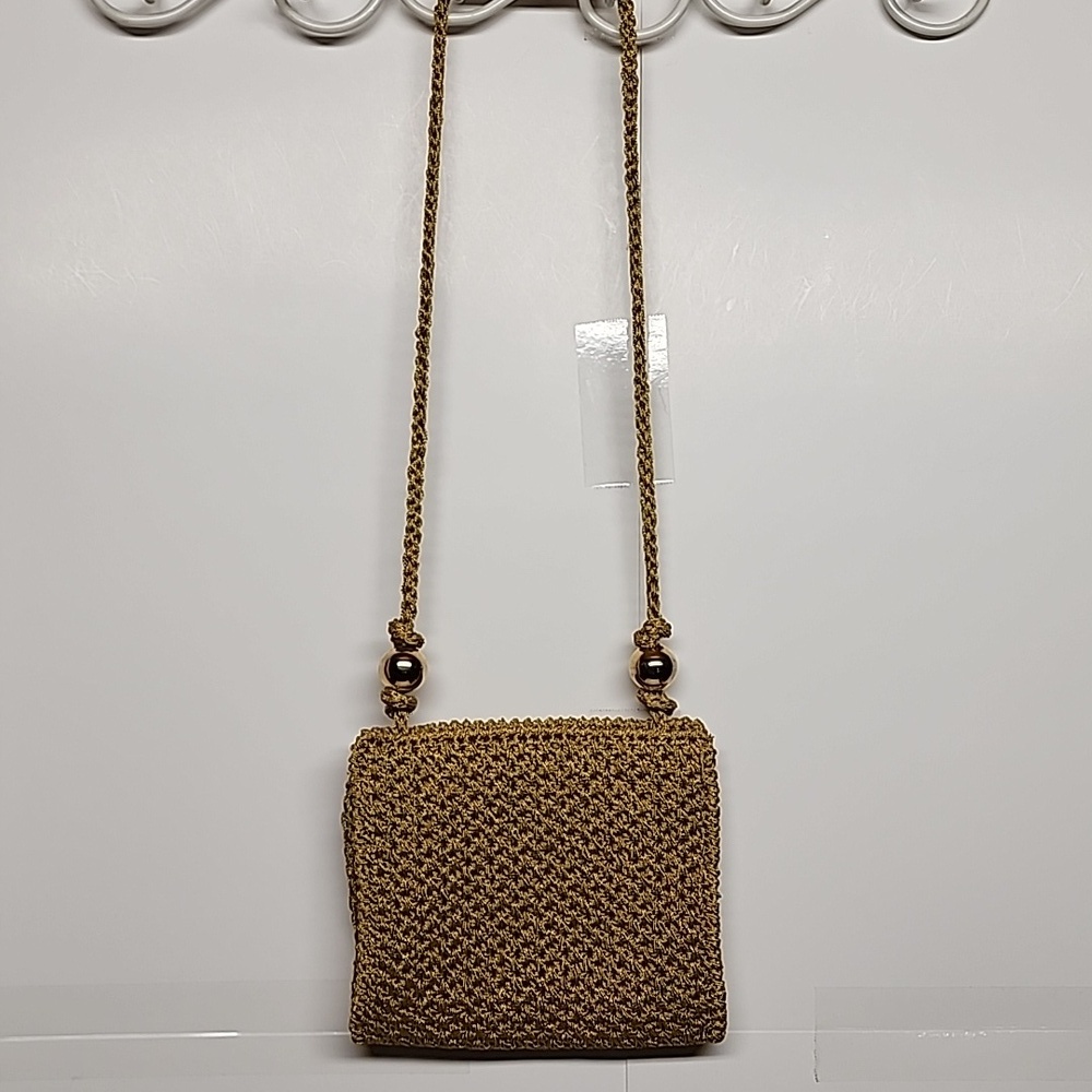 Rodo Italy VINTAGE woven gold metallic classy sophisticated minimalist bag. Prom